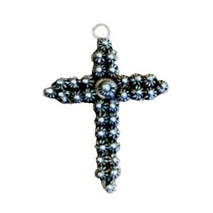 Brutalist 90s Sterling Silver Cross Pendant, Stamped
